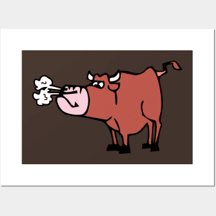 Snorting bull (Bos taurus) Posters and Art